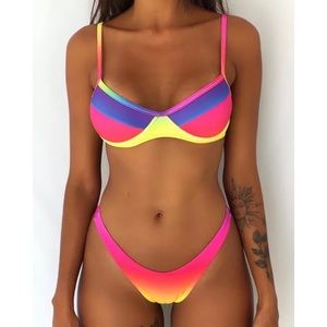 Sorbet Rainbow Print Brazilian Bikini